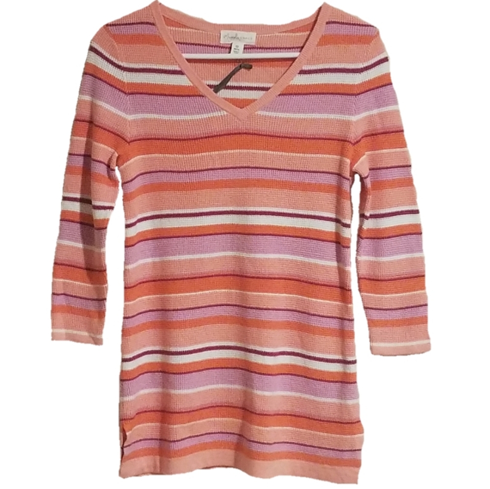 Magnolia Grace striped knit 3/4 sleeve sweater top